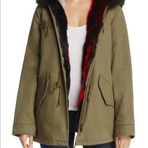 Aqua multicolor fur Reversible anorak jacket